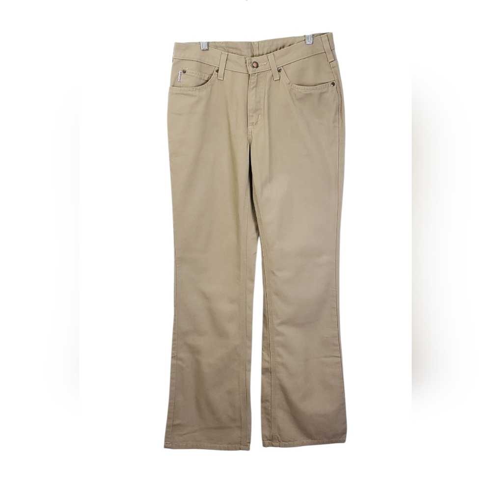 NWT Carhartt Womens Traditional Fit Tan Boot Cut Canvas Jeans 6×28 Utility